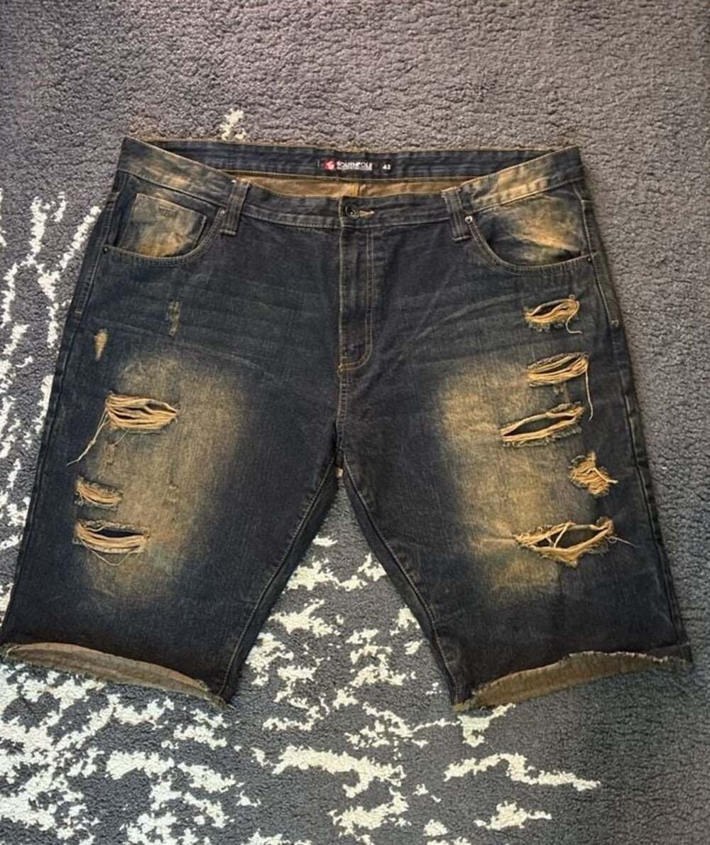 Southpole Vintage Distressed Baggy Denim Shorts Blue Wash Skater Jorts